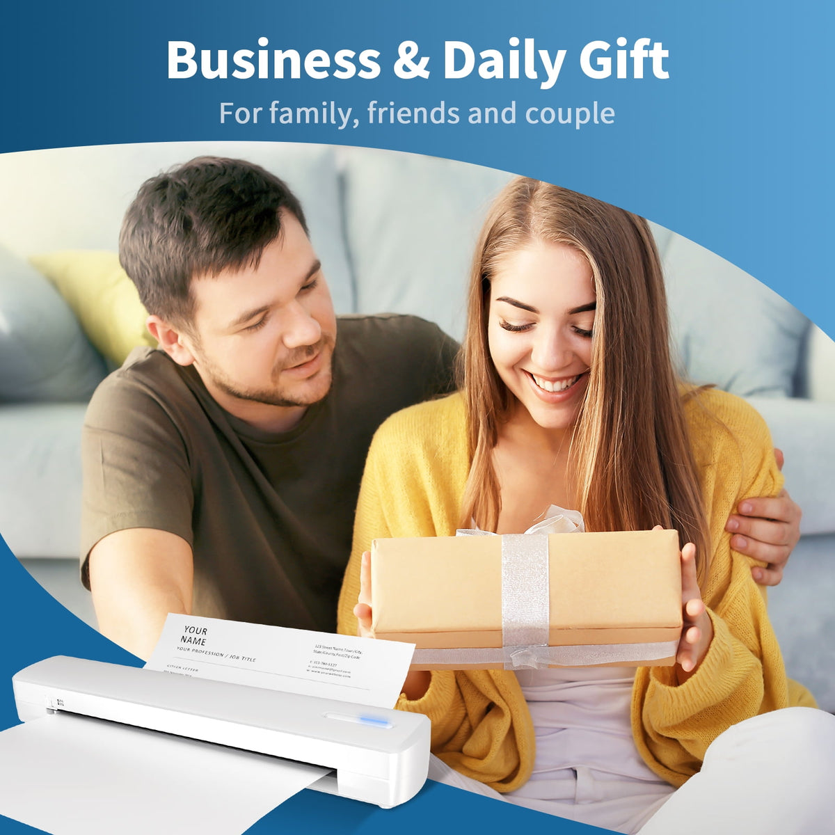 Wireless Printer, Thermal Printer, Monochrome for Travel, Mobile Office School Home, Bluetooth Printer Compatible with Ios and Android, for Phone and Laptop